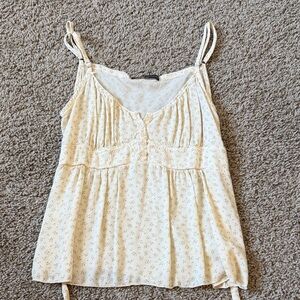 Brandy Melville Cream Floral Tank Top